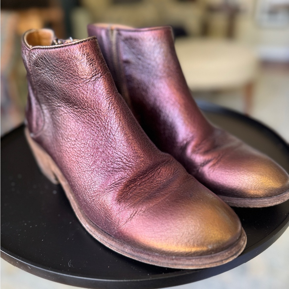 Red Metallic Ankle Boots